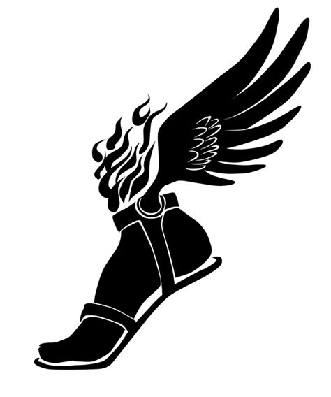 foot with wings symbol.